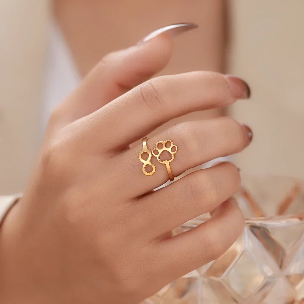 Adjustable Infinity Paw Ring – Stainless Steel