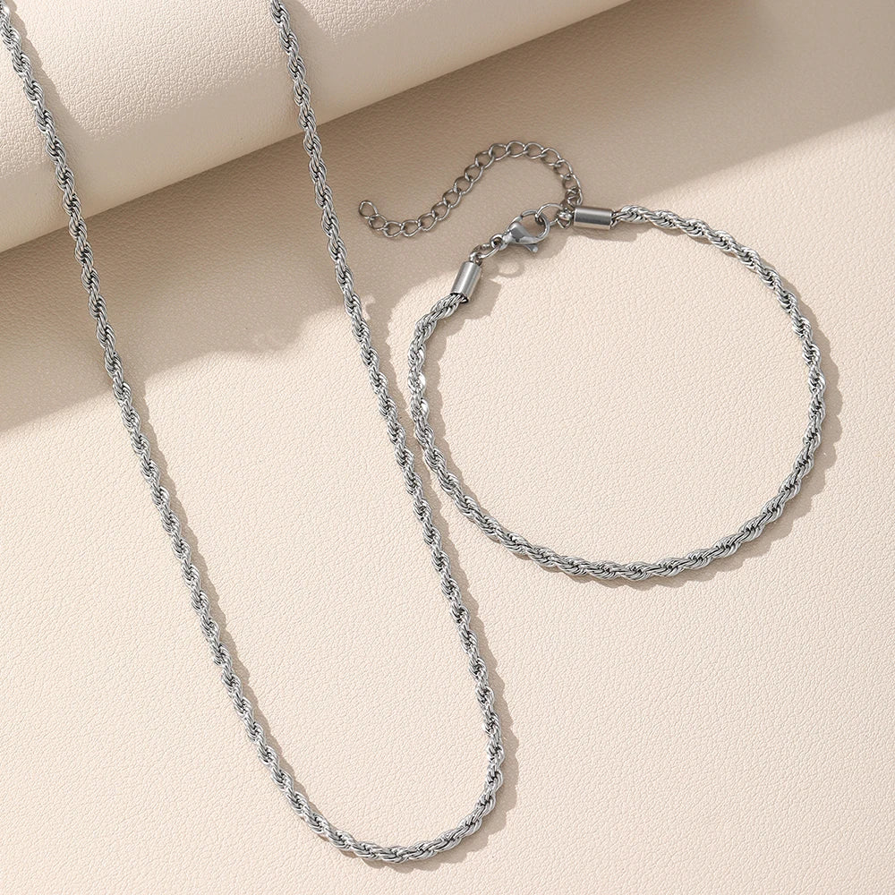 Retro vriden halsband och armband set
