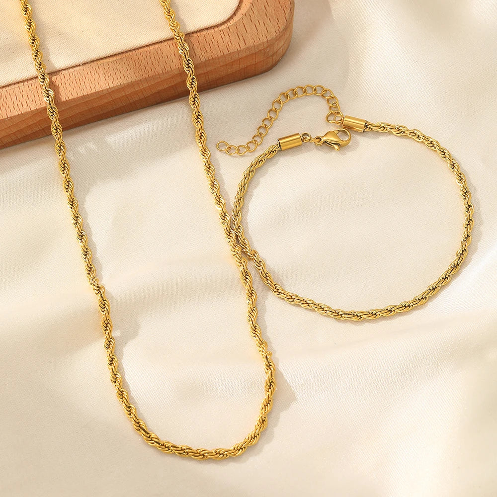 Retro vriden halsband och armband set