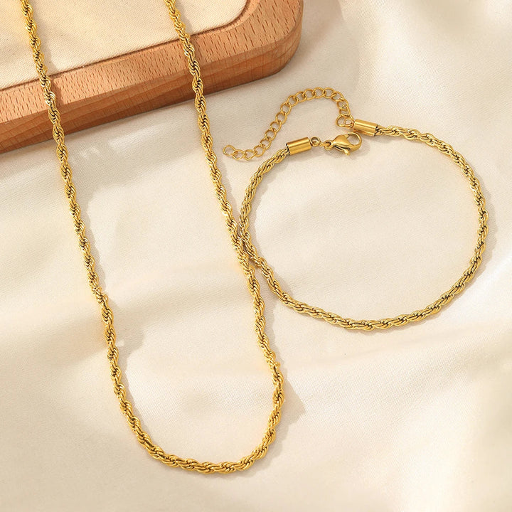 Retro vriden halsband och armband set
