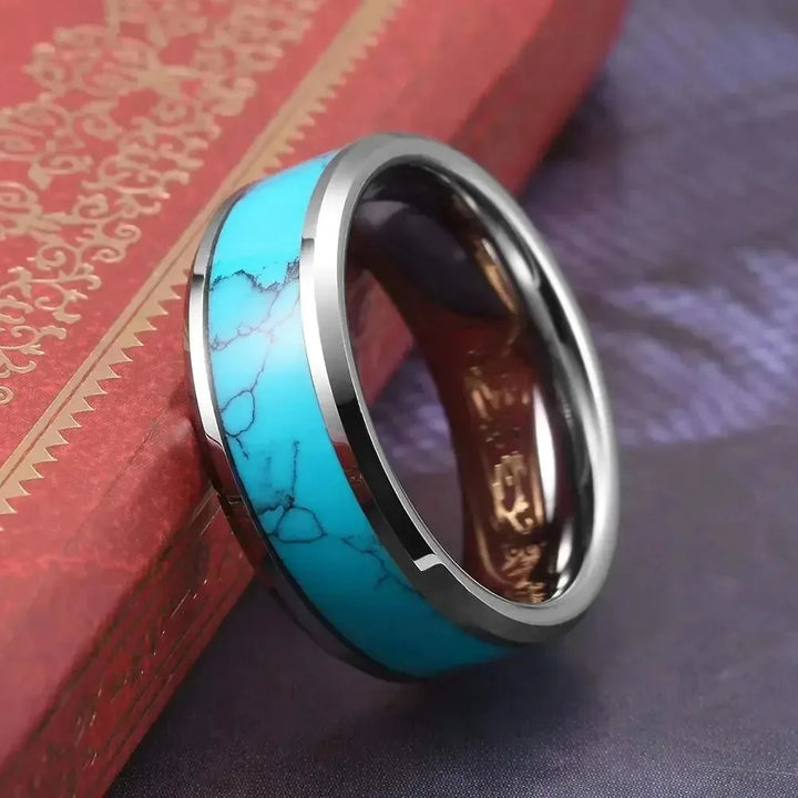 Elegant Ring i Rostfritt Stål med Turkos