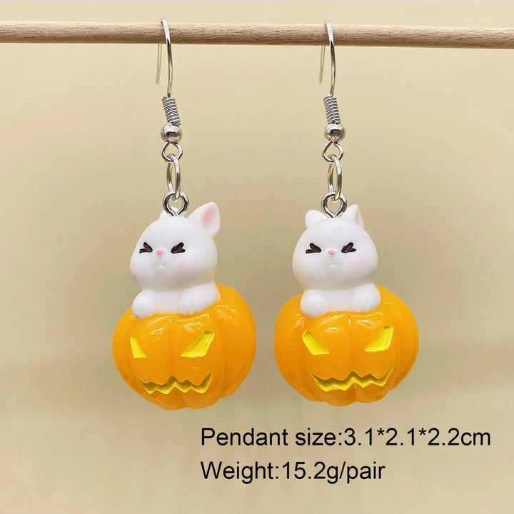 Halloween Spöke och Pumpa Hängande Örhängen