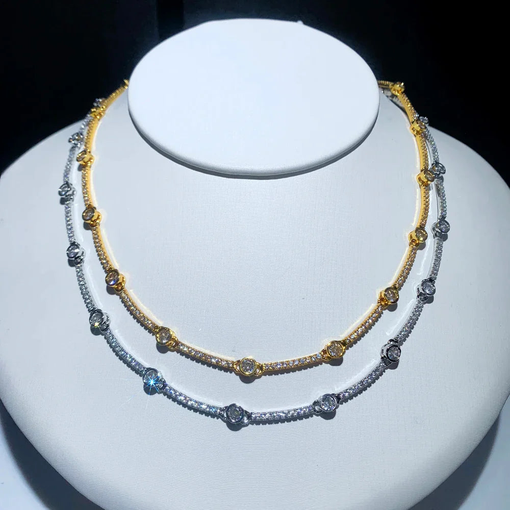 Sofistikerad Tennis Choker med Guld och Cubic Zirconia