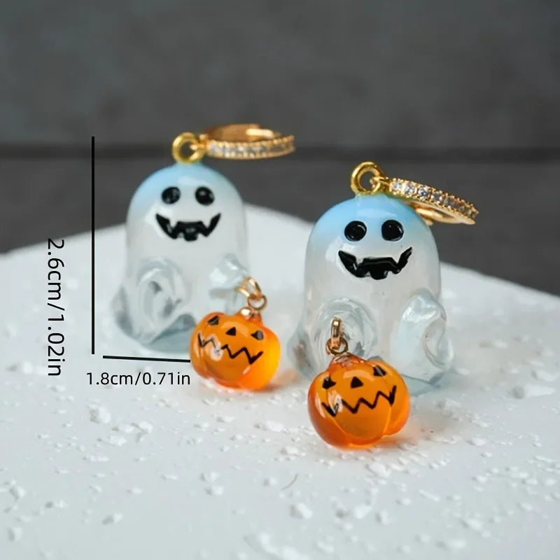 Halloween Spöke och Pumpa Hängande Örhängen