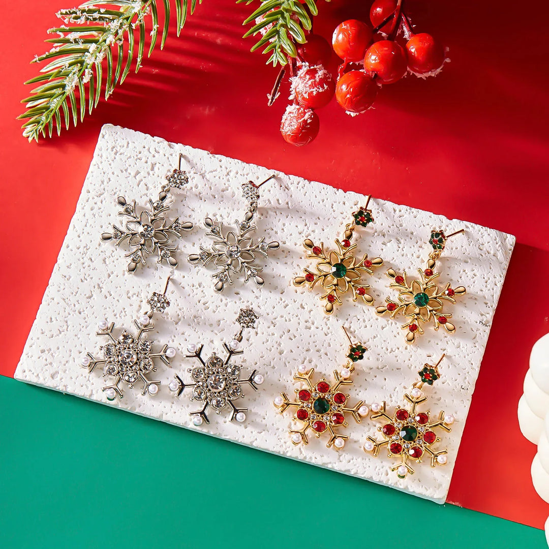 Elegant Crystal Snowflake Stud Earrings