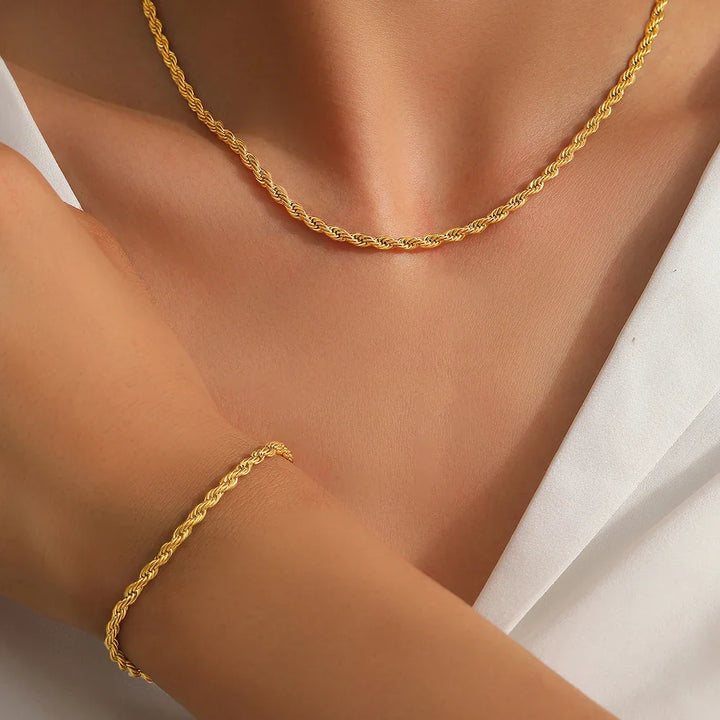 Retro vriden halsband och armband set