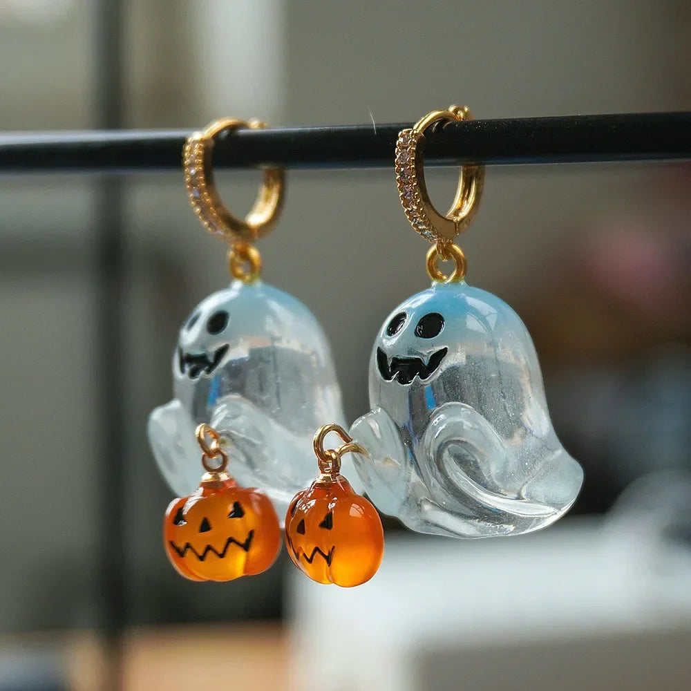 Halloween Spöke och Pumpa Hängande Örhängen