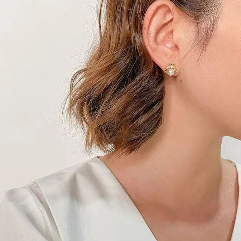 Stylish Sterling Silver Bee Stud Earrings
