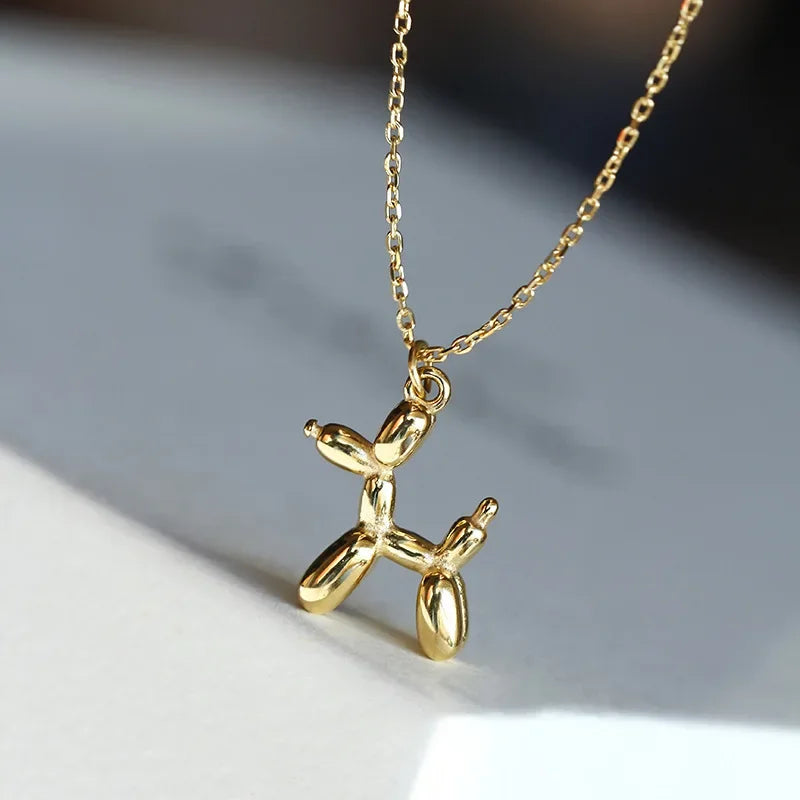 Gold-Plated Balloon Dog Pendant Necklace