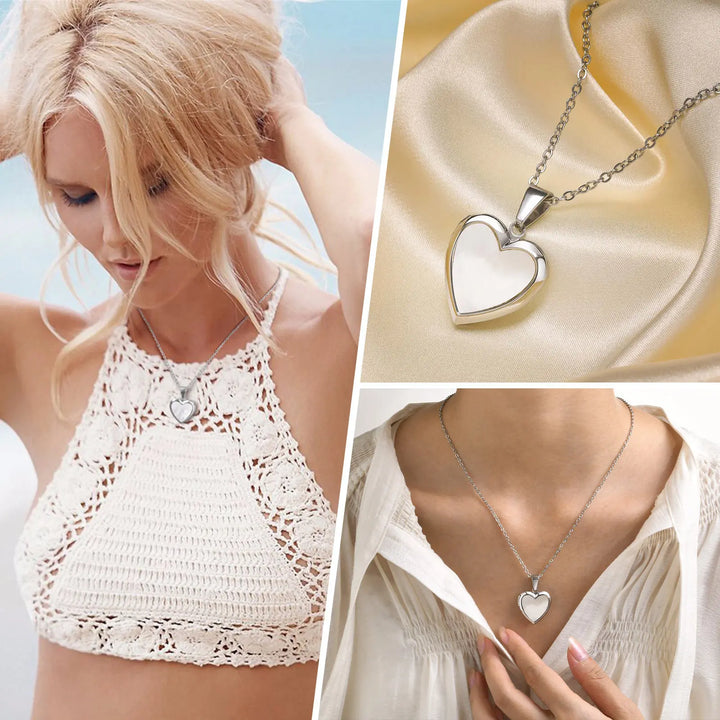 Elegant Hjärta Foto Locket i Rostfritt Stål