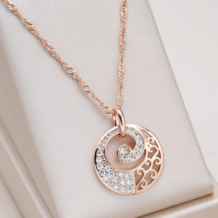 Elegant roséguld kristallblommans halsband