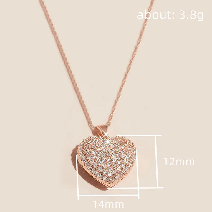 Tidlös Roséguld Paved Hjärta Nackband