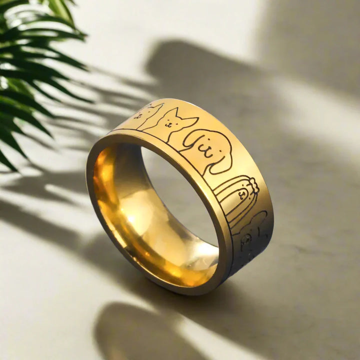 Rostfritt Stål Bred Ring för Hundar – Graverad Design för Henne