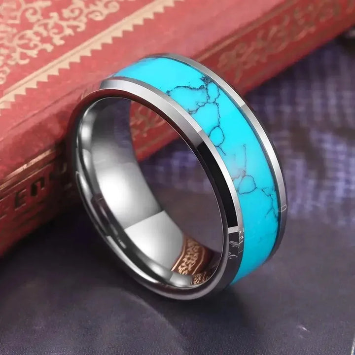 Elegant Ring i Rostfritt Stål med Turkos
