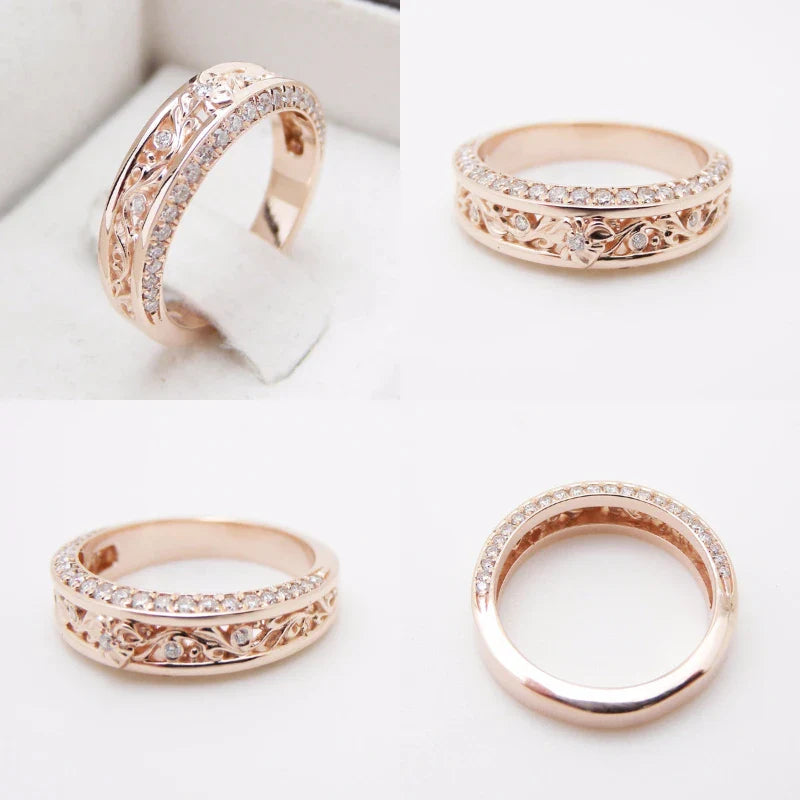 Elegant Roséguld Ring med Blomdesign och CZ Stenar
