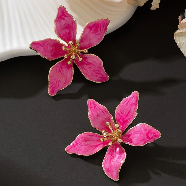 Fina Sommaren Emaljerade Blomma Örhängen