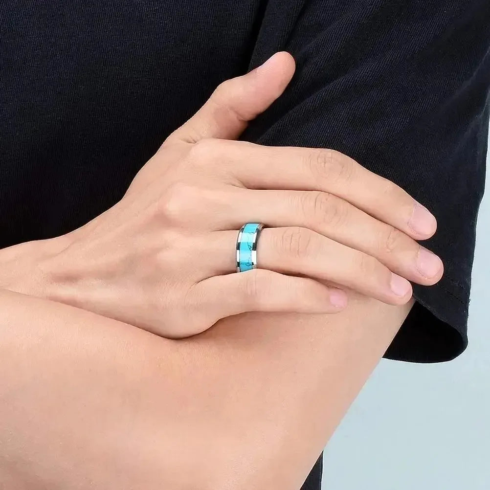 Elegant Ring i Rostfritt Stål med Turkos