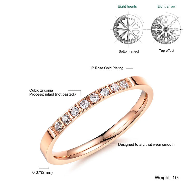 Tidlös Ring med Inlagd CZ i Roséguld