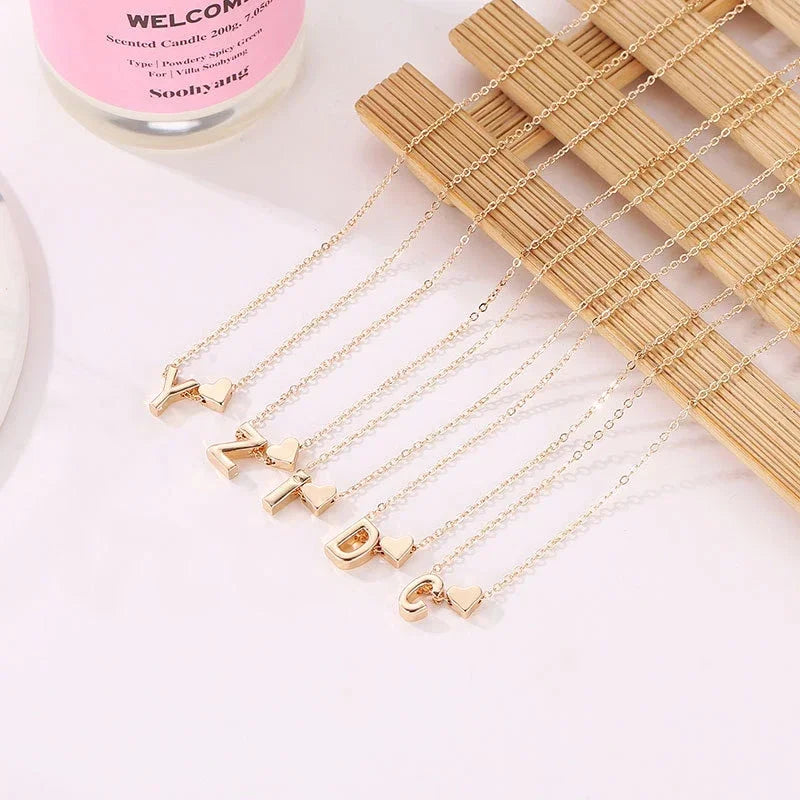 Elegant Guld Hjärta Initials Halsband