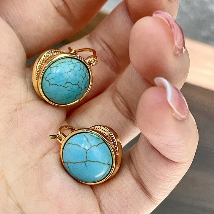 Chic Vintage Geometric Turquoise Stud Earrings