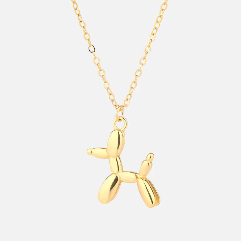 Gold-Plated Balloon Dog Pendant Necklace