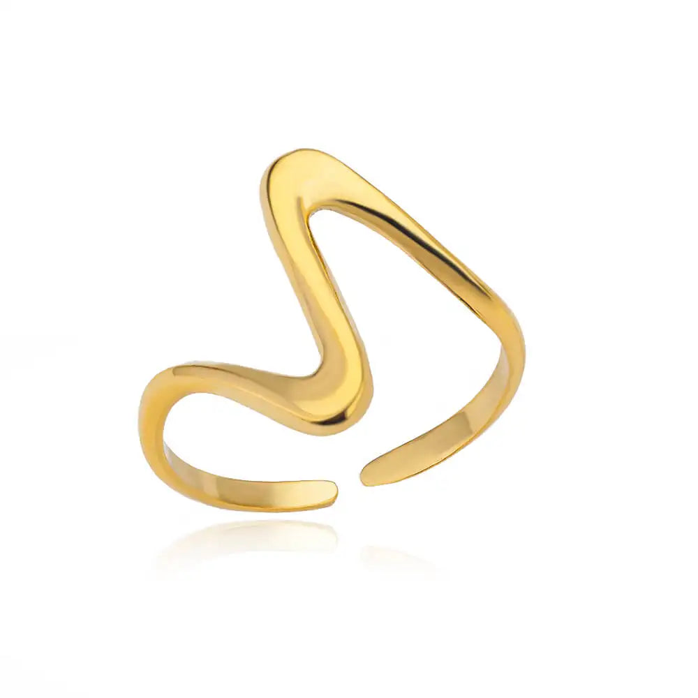 Elegant ring i guld och rostfritt stål