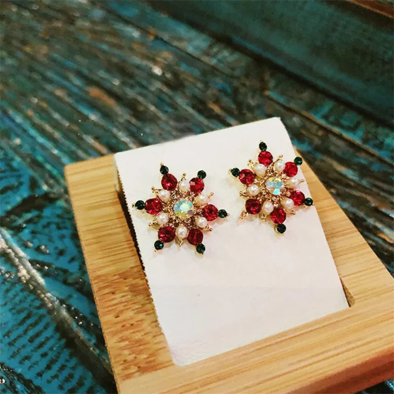 Chic Snöflinga Pärla och Kristall Örhängen