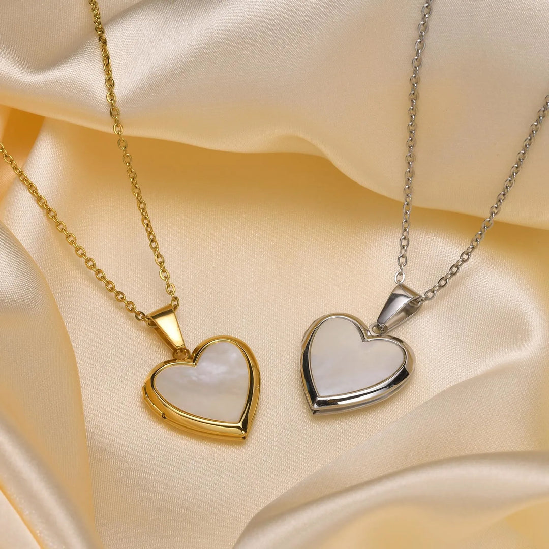 Elegant Hjärta Foto Locket i Rostfritt Stål