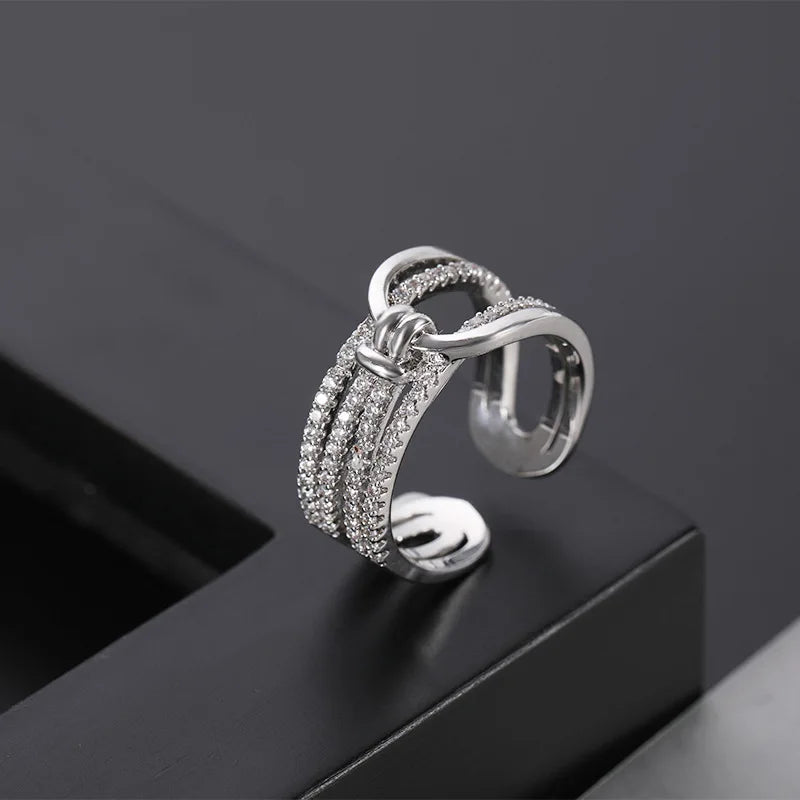 Gold Double Band Chain Ring