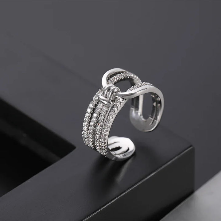 Gold Double Band Chain Ring