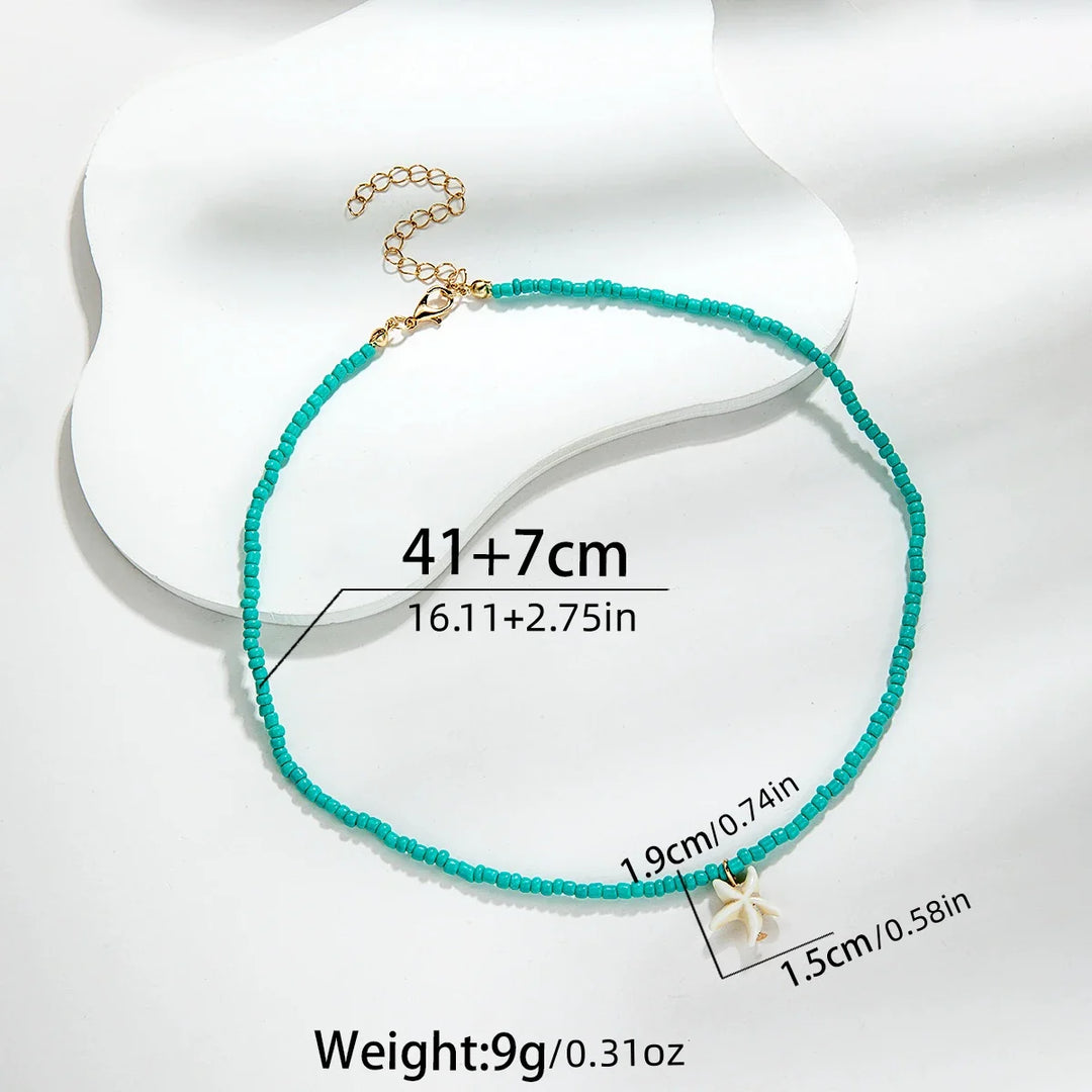 Stylish Bohemian Turquoise Starfish Necklace