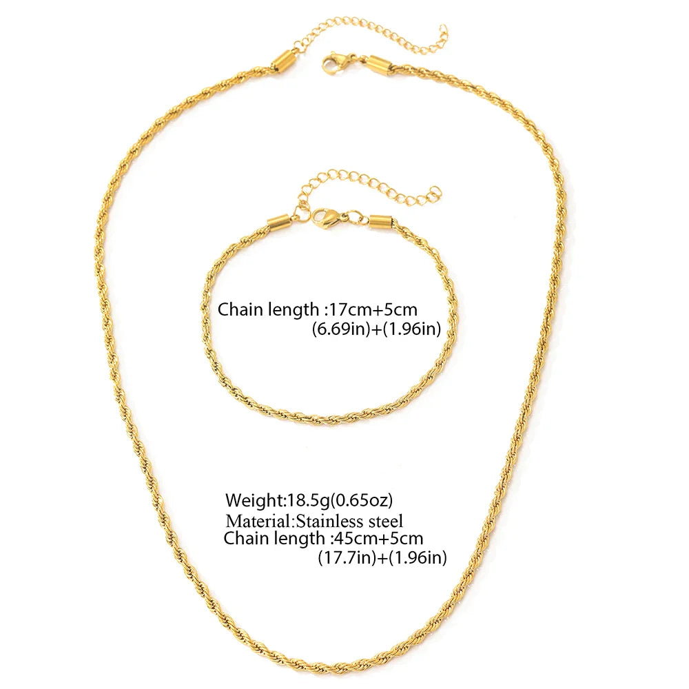 Retro vriden halsband och armband set