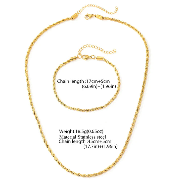 Retro vriden halsband och armband set