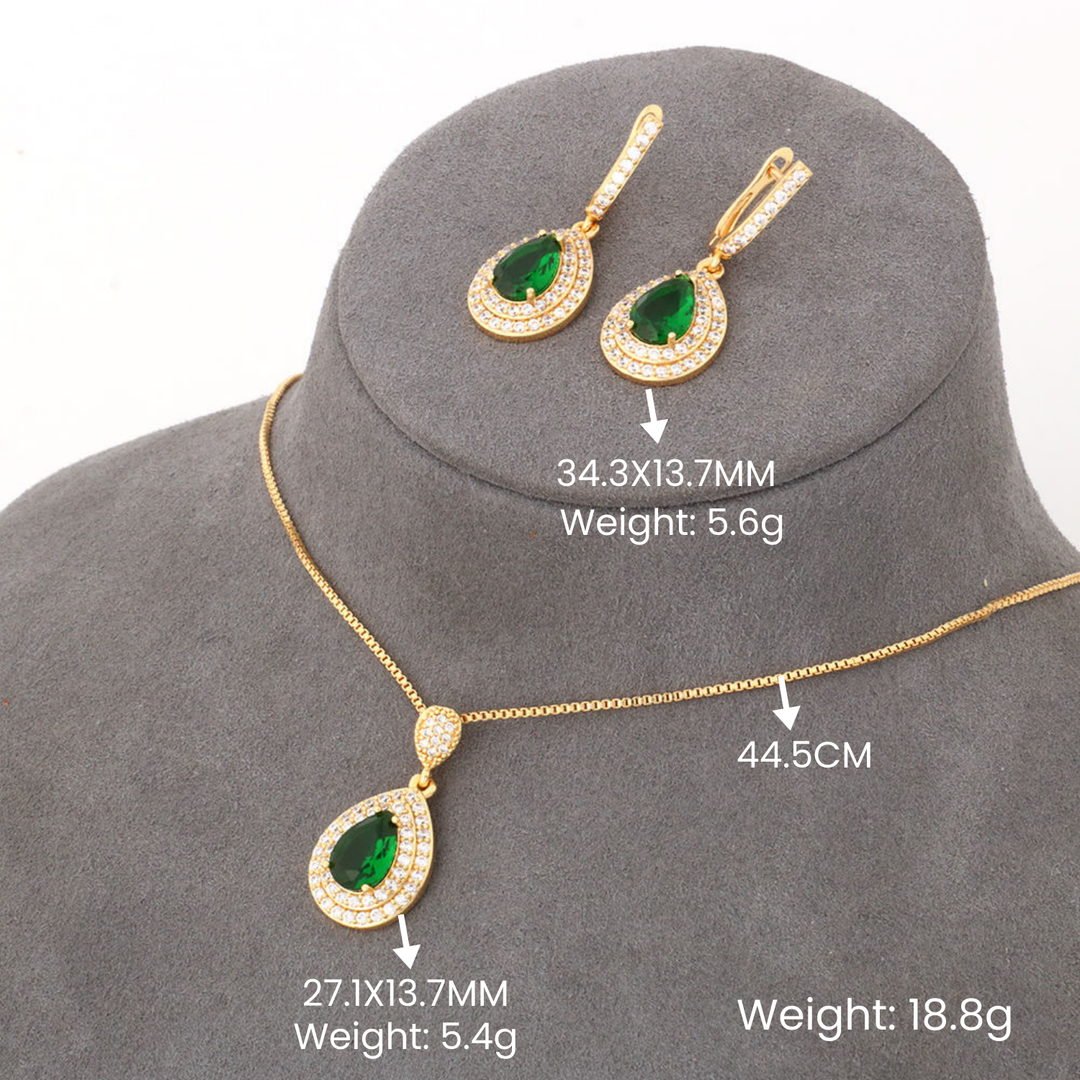 Grön Guld Smyckeset" can be rewritten as "Emerald Gold Jewelry Set.