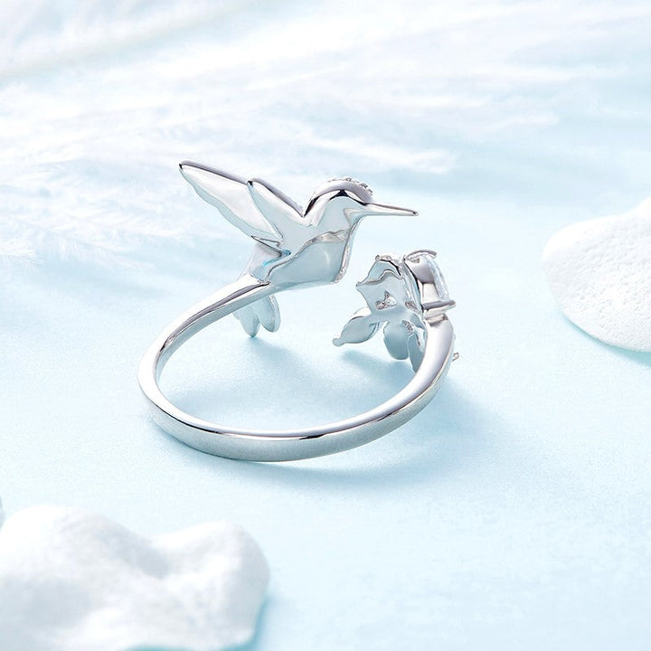Justérbar Kolibri Glitterring med Rhinestone Diamant