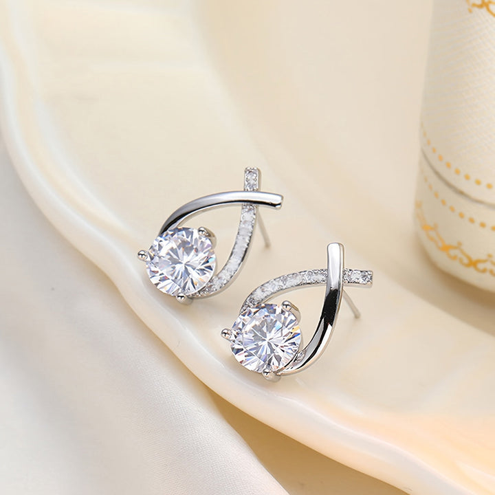 Retro Gold Cross Stud Earrings