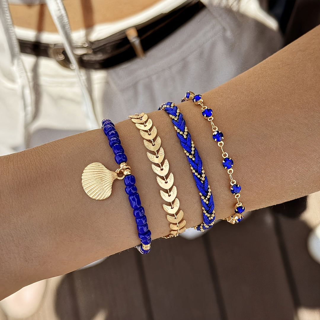 Elegant Snäcka och Flätat Armband Set