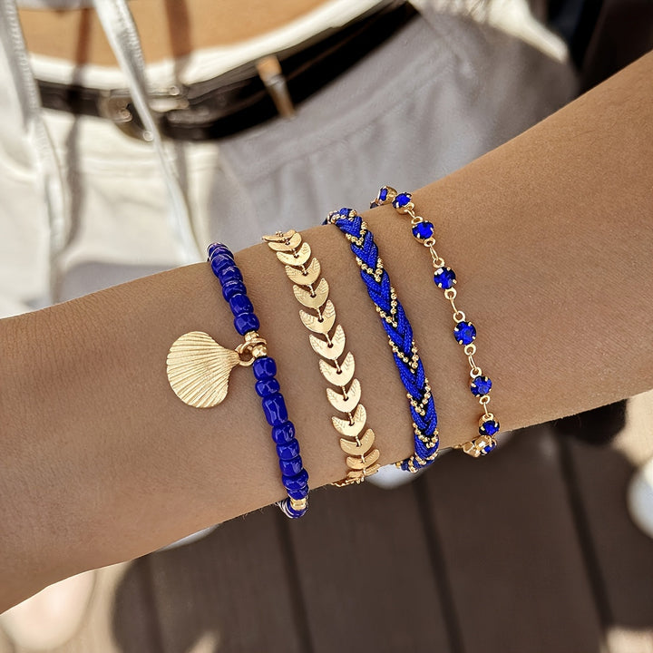 Elegant Snäcka och Flätat Armband Set
