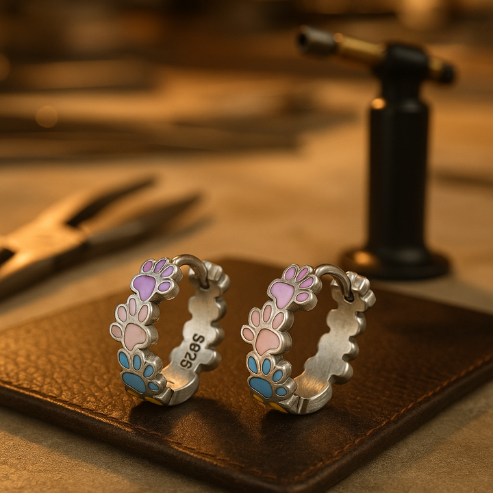 Färgglada Tassörhängen i Sterlingsilver