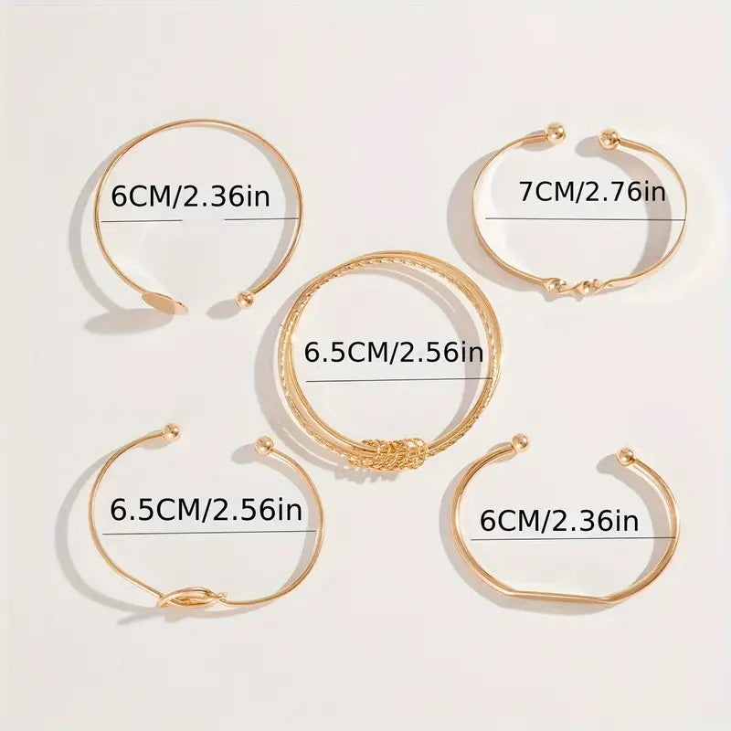 Elegant Knotted Gold Bracelet Set