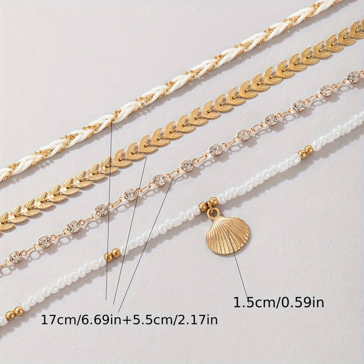 Elegant Snäcka och Flätat Armband Set