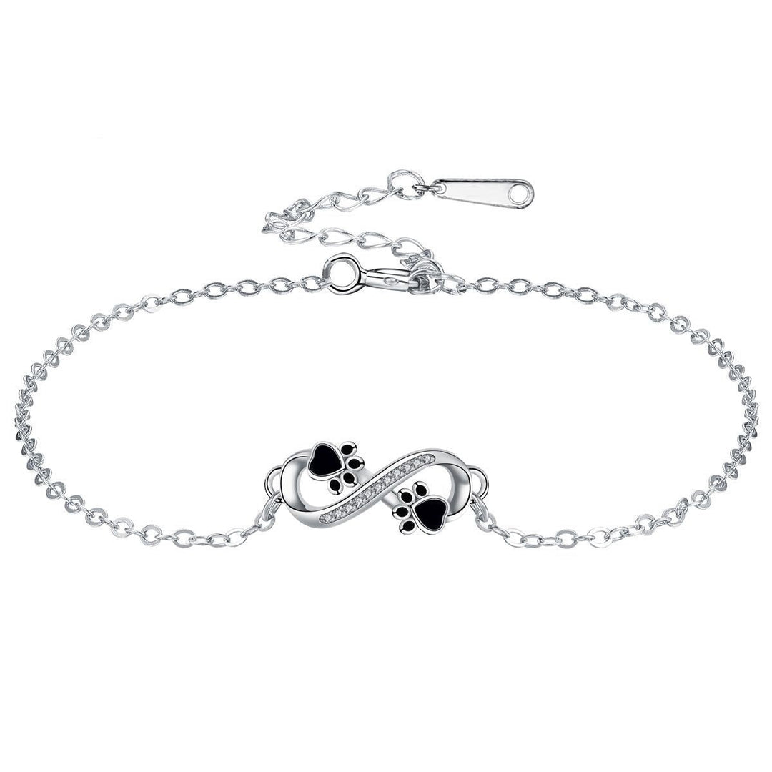 Evig Symbol Hänge Armband med Husdjurs Tass och Zirkonia