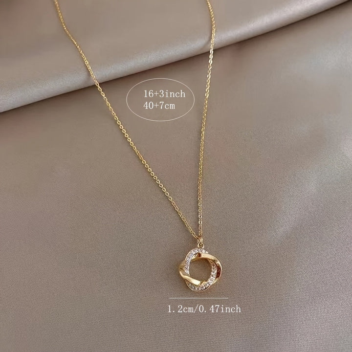 Elegant Guld Hängande Halsband med Simulerade Diamanter