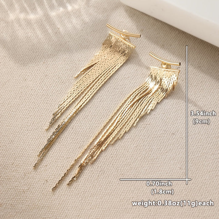 Elegant Gyldene Franjör Drop Earrings