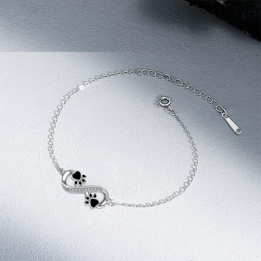 Evig Symbol Hänge Armband med Husdjurs Tass och Zirkonia