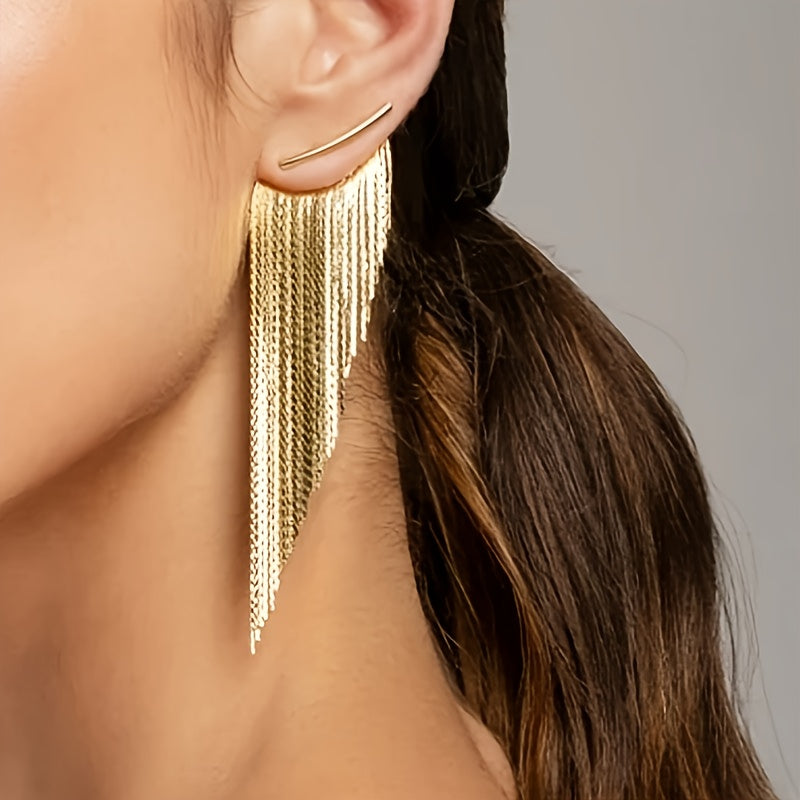 Elegant Gyldene Franjör Drop Earrings