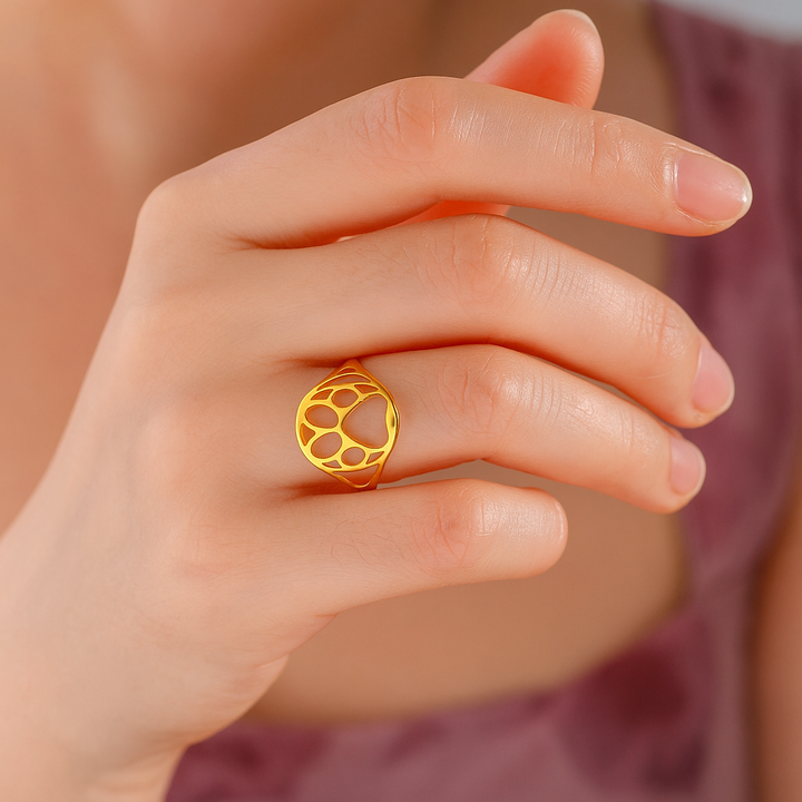 Öppen Paw Ring i Rostfritt Stål – Elegant och Lättviktig