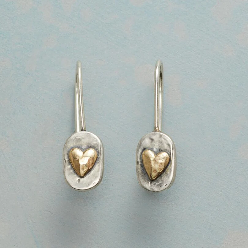 Retro Silver and Gold Heart Earrings