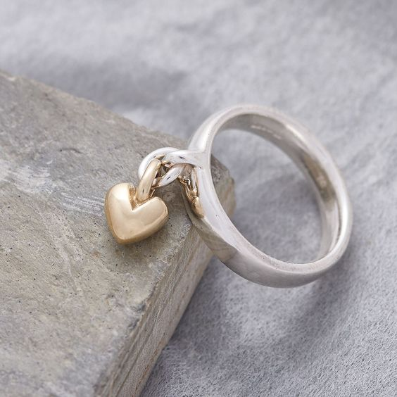 Vintage Silver Heart Pendant Ring