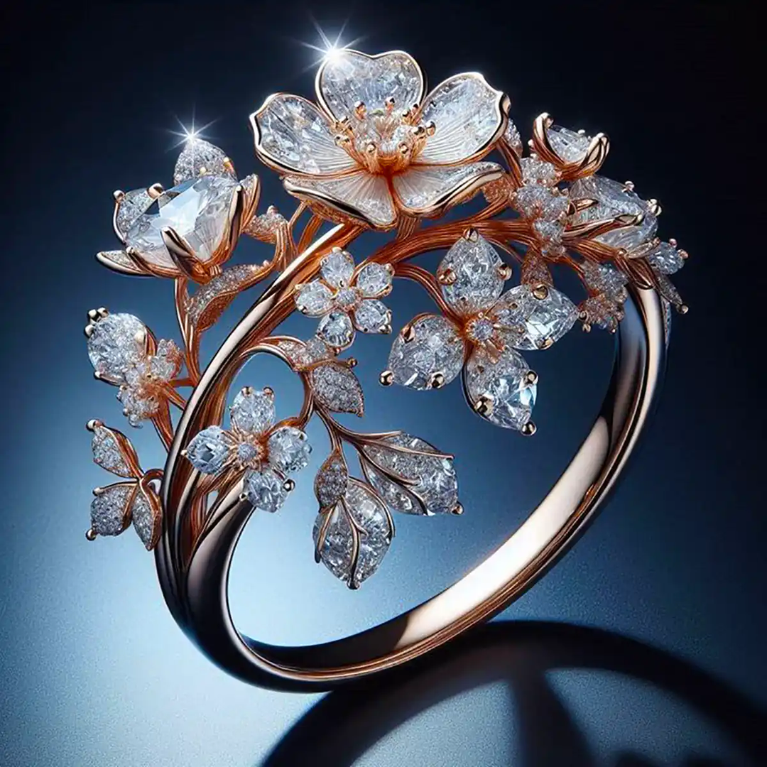 Butterfly Crystal Flower Ring